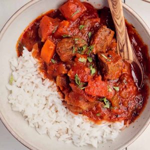 African White Rice & Stew with Beef